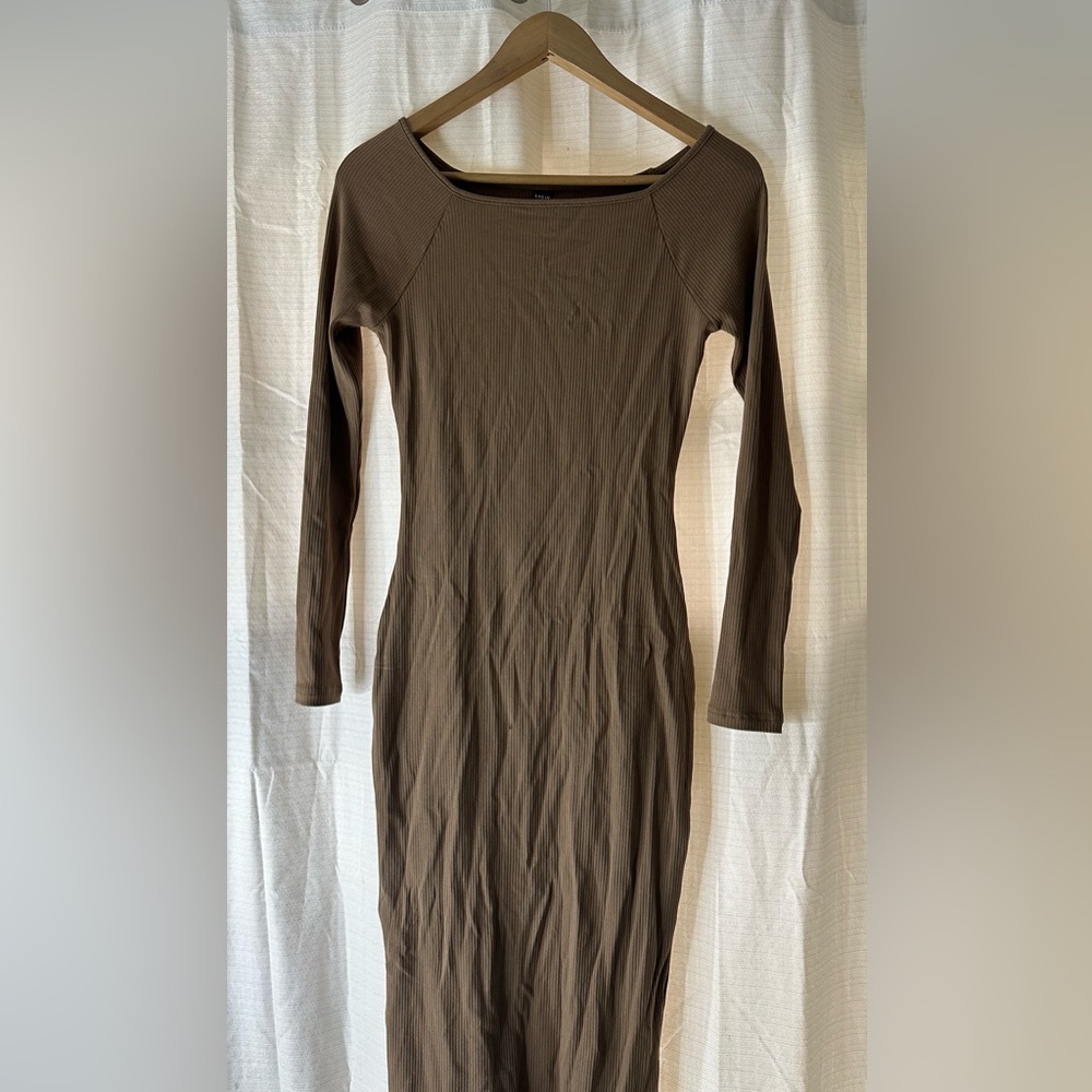 SHEIN Tan Ribbed Knit Top